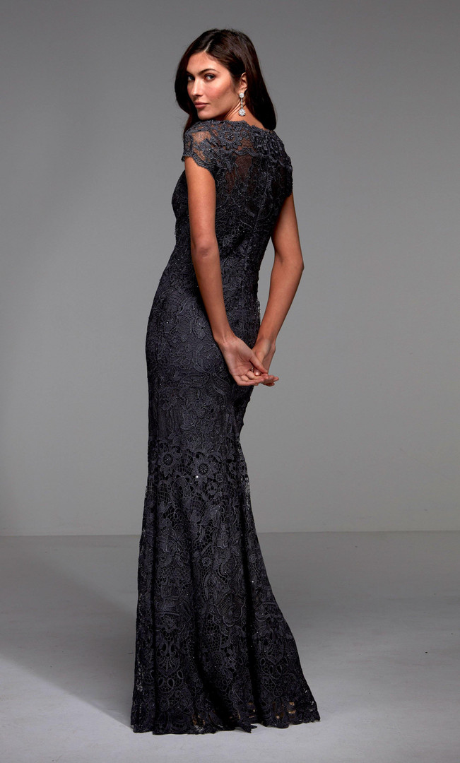 Alyce Paris 27478 V-neck Straight Formal Long Lace Dress