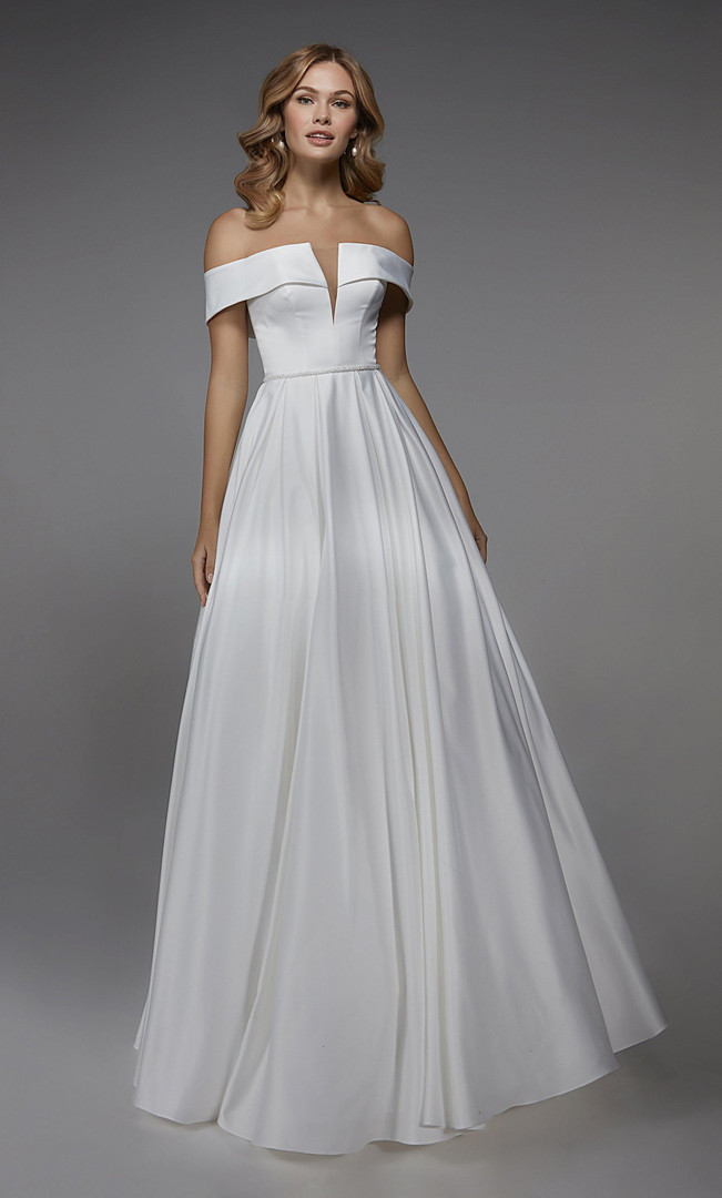 Alyce Paris 7023 Off The Shoulder A-line Long Wedding Dress