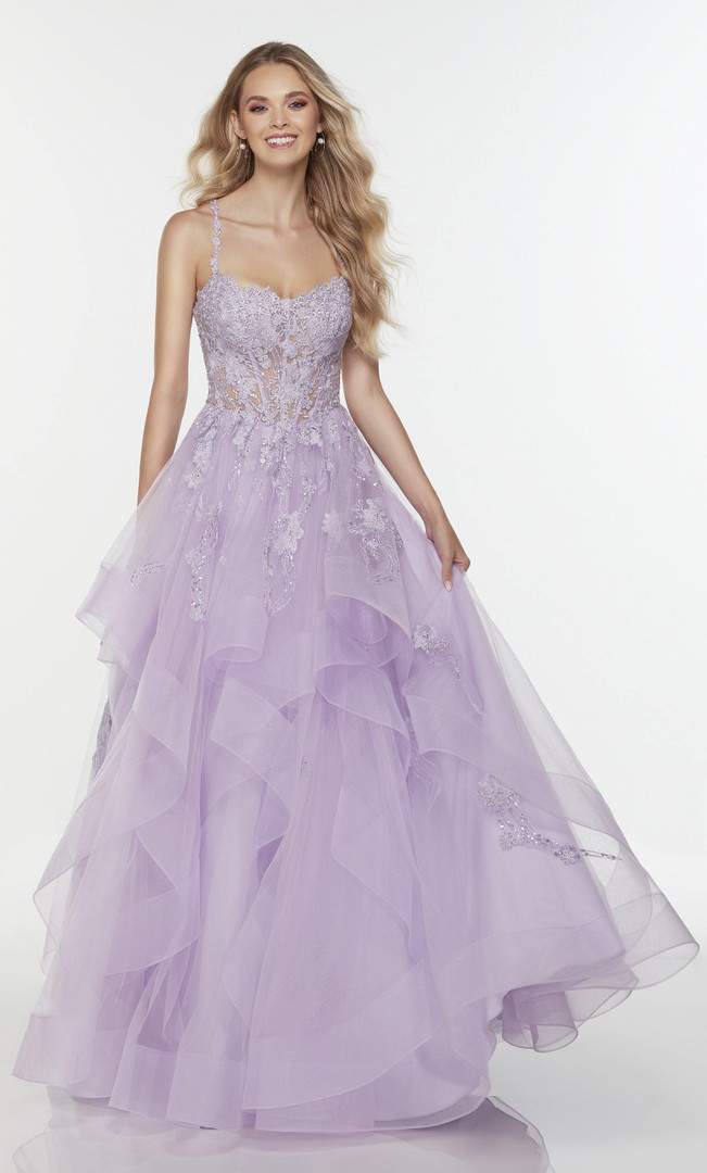 Alyce Paris 61094 Sweetheart Neck Formal Long Lavender Gown