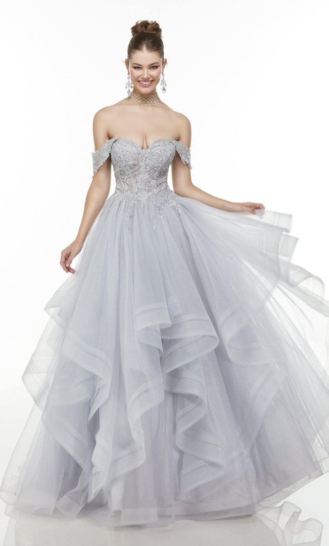Alyce Paris 61095 Off Shoulder Tulle-lace Long Elegant Dress