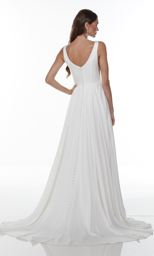 Alyce Paris 7053 Bateau Neck A-line Long Flowy Wedding Dress