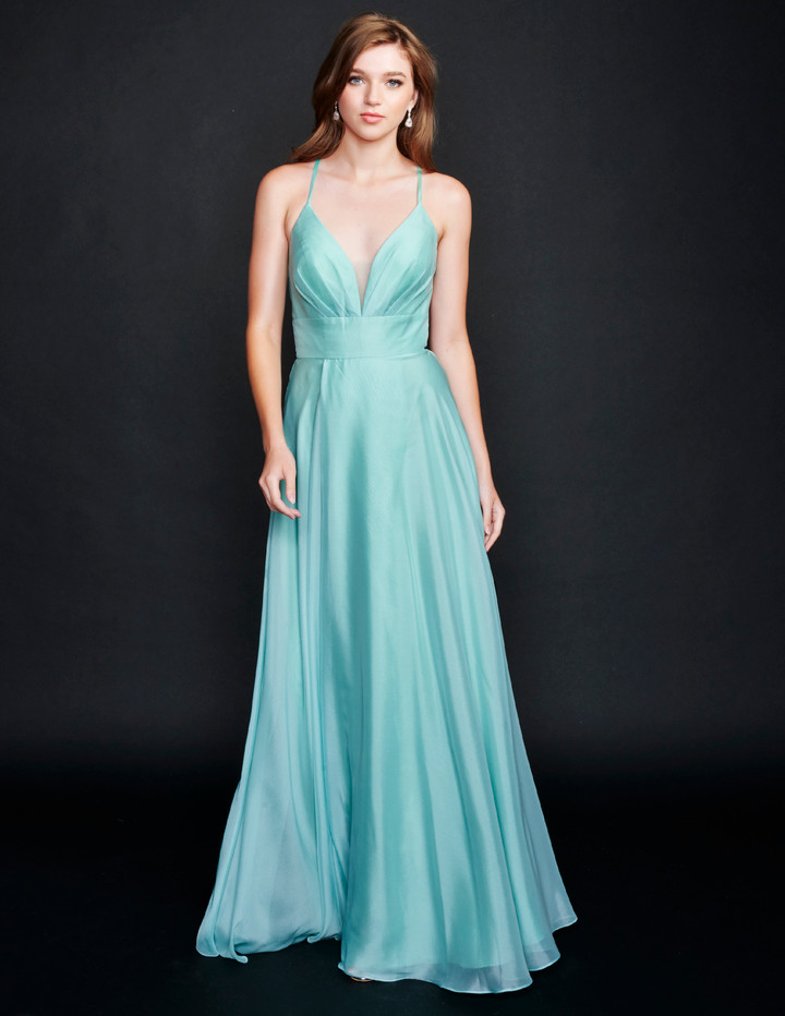 Nina Canacci 1520 Long V Neck Flowy Prom Pageant Long Dress