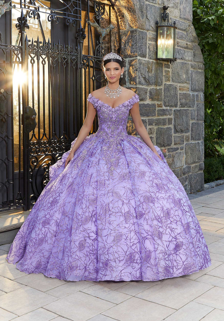 Morilee 89335 Metallic Embroidered V-neck Quinceanera Dress