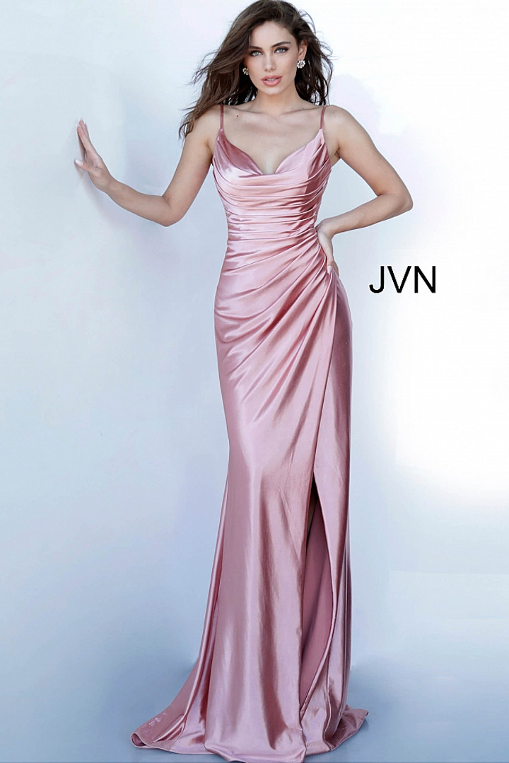 Jovani JVN03104 Sleeveless Cowl Neck Ruched Trumpet Dress