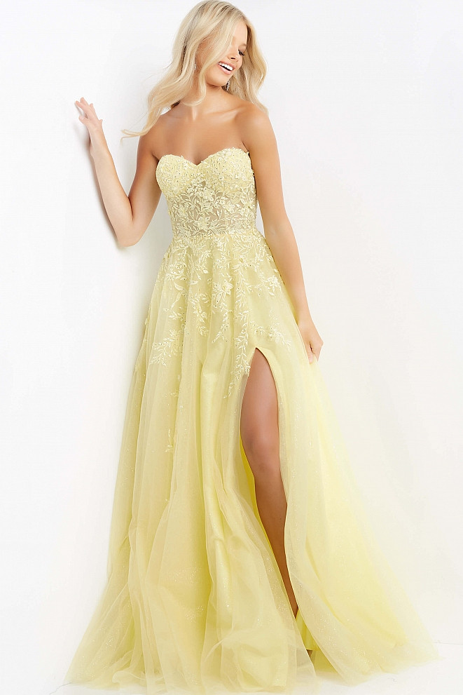 JVN by Jovani JVN05811 Strapless Sweetheart Lace Dress