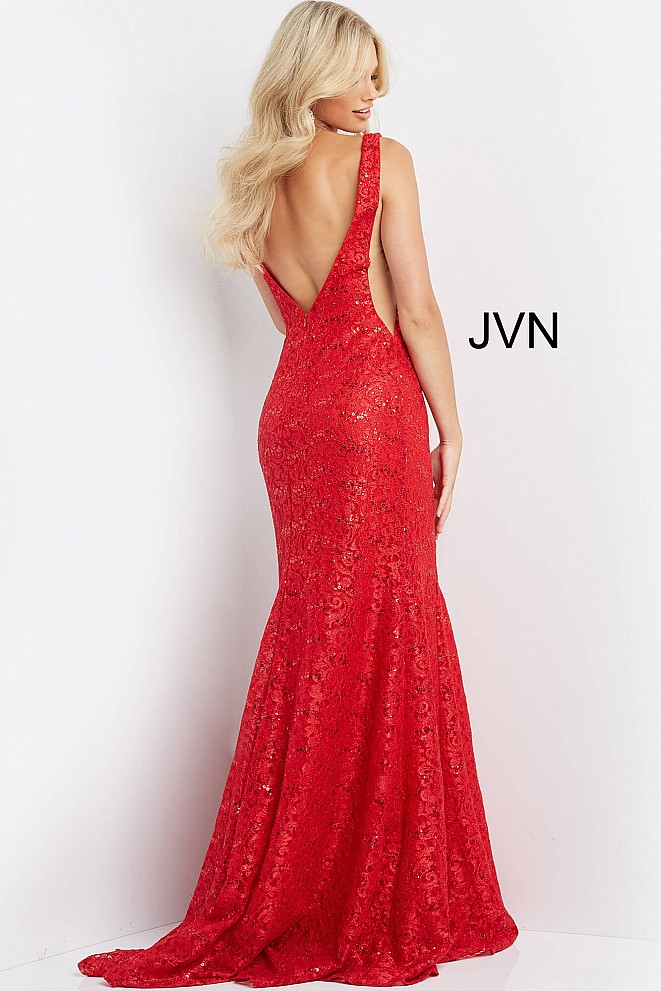 JVN by Jovani JVN08512 Embellished Sleeveless V-neck Gown