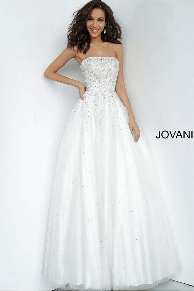 JVN by Jovani JVN65664 Straight Strapless Beaded Ballgown