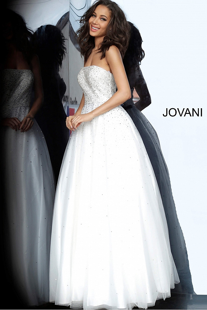 JVN by Jovani JVN65664 Straight Strapless Beaded Ballgown