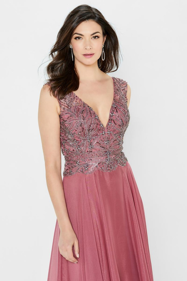 Montage by Mon Cheri 122907 Sleeveless Beaded V-neck Dress