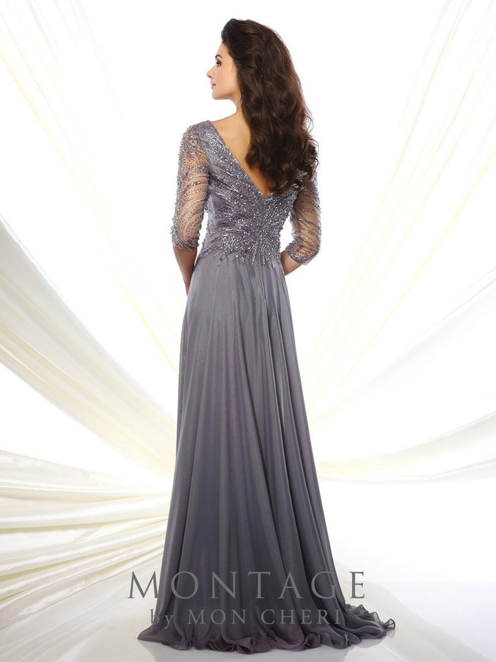 Montage by Mon Cheri 116950 V-Neck Three-Quarter Sleeve Gown