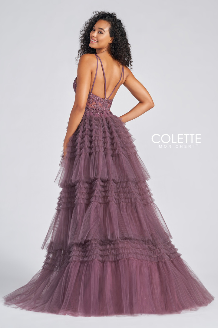 Colette by Daphne CL12281 Sleeveless V-neck Tulle Gown