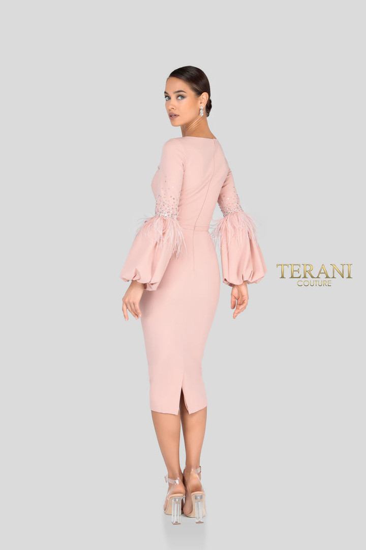 Terani Couture 1912C9643 Long Sleeves Knee Length Dress