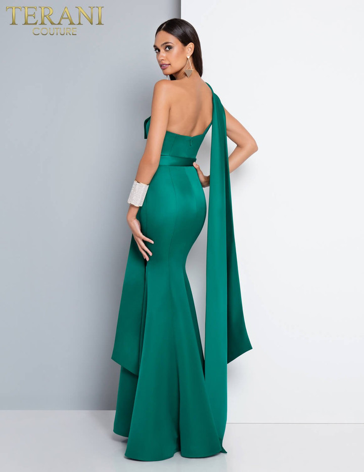 Terani Couture 1812E6296X Sleeveless Asymmetrical Neck Gown