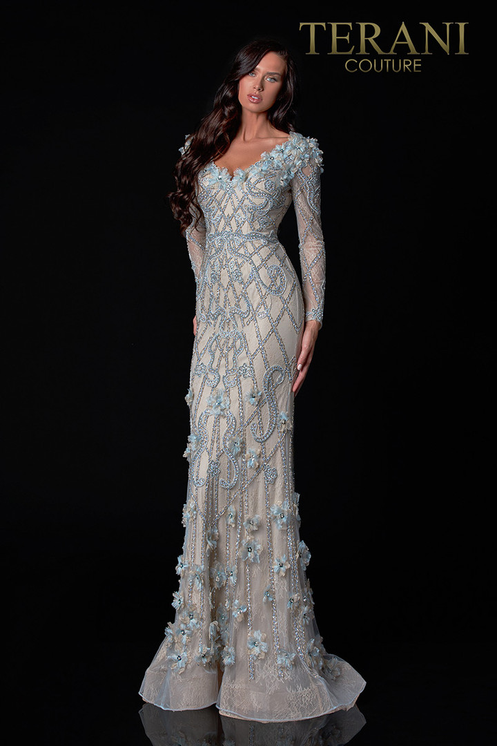 Terani Couture 2111GL5021 A-Line 3D Flowers Pageant Gown