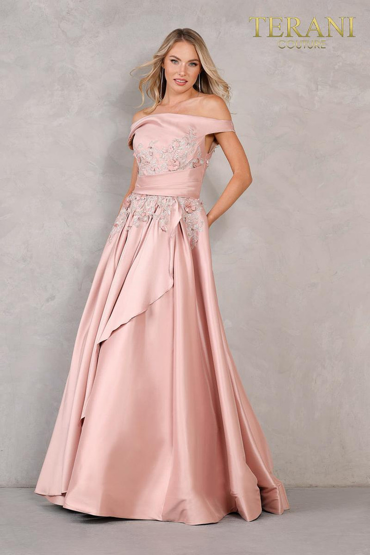 Terani Couture 2111M5274 Off Shoulder Long Evening Dress