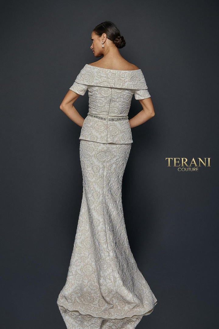 Terani Couture 1921M0727 Pleated Mock Two-Piece Long Gown