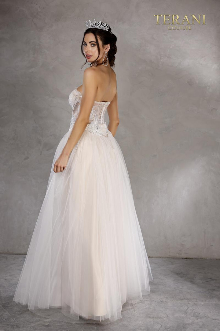 Terani Couture 2215P0005 Strapless Sweetheart Neck Long Gown