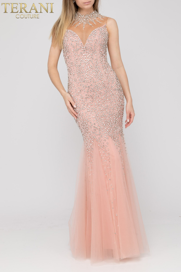 Terani Couture 2011P1133 Sleeveless Illusion High Neck Dress