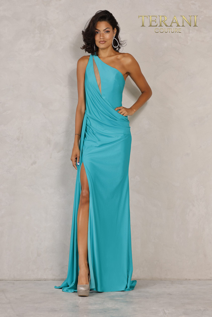 Terani Couture 2111P4031 Sleeveless One Side Shoulder Dress