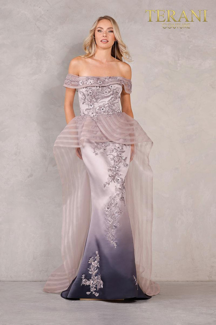 Terani Couture 2111E4746 Off-Shoulder Sheath Formal Gown