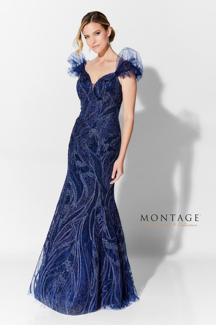 Ivonne D by Mon Cheri 122D64 Puff Sleeves Embroidered Dress