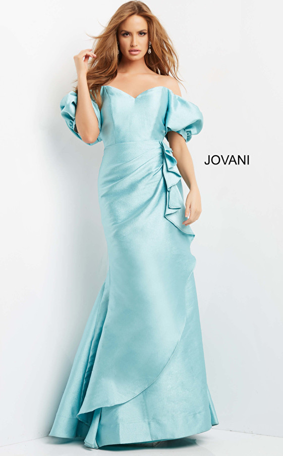 Jovani 07020 Off Shoulder Sweetheart Neck Long Evening Gown