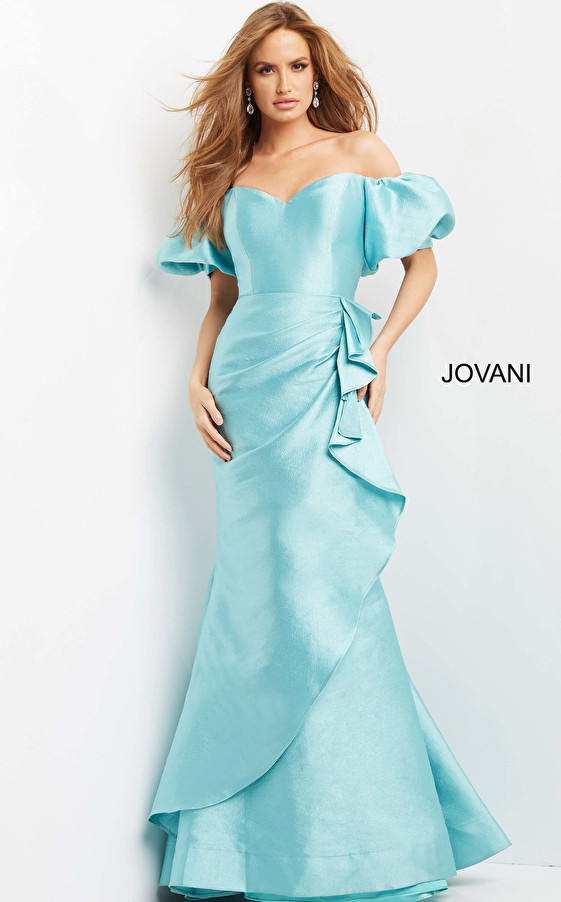 Jovani 07020 Off Shoulder Sweetheart Neck Long Evening Gown