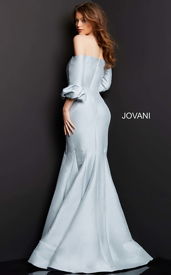 Jovani 09420 Off Shoulder Puff Quarter Sleeves Evening Dress