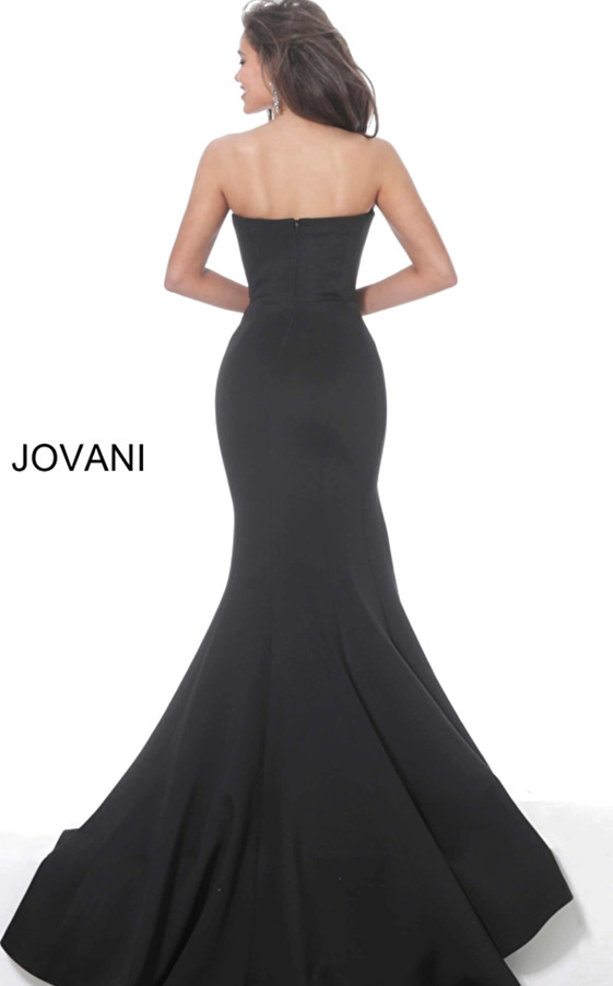Jovani 94366 Strapless Straight Neck Scuba Long Evening Gown