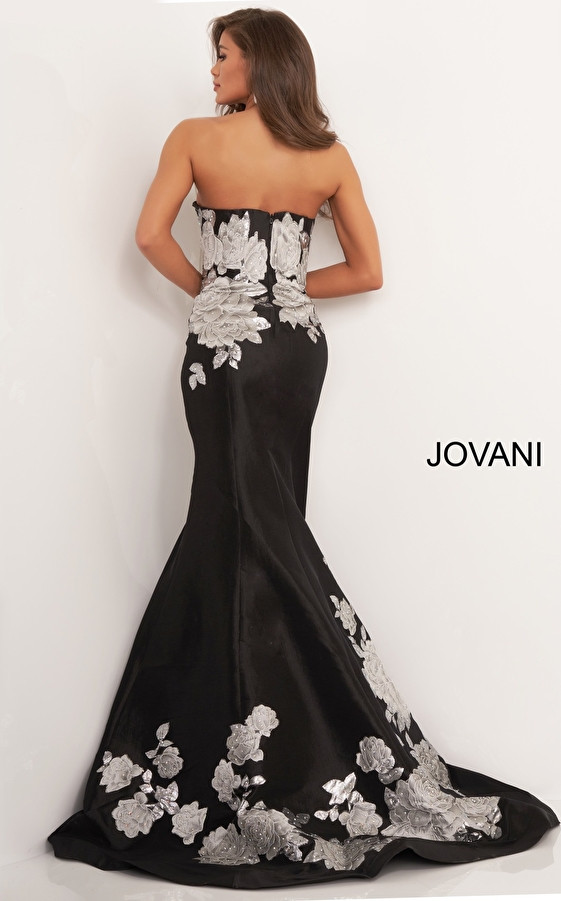 Jovani 3917 Sleeveless Strapless Floral Corset Evening Dress