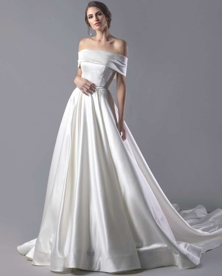 Alina Voce By Jovani AV05395 Off Shoulder A Line Bridal Gown