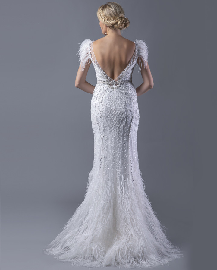 Alina Voce By Jovani AV06026 Flutter Sleeve Bridal Dress