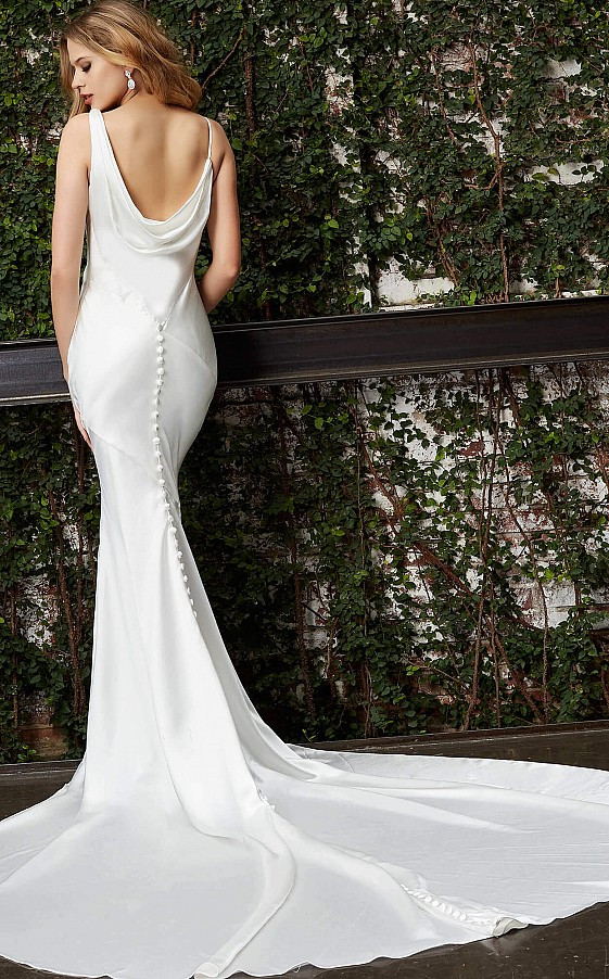 Jovani JB03910 Sleeveless Cowl Neck Fitted Bridal Dress