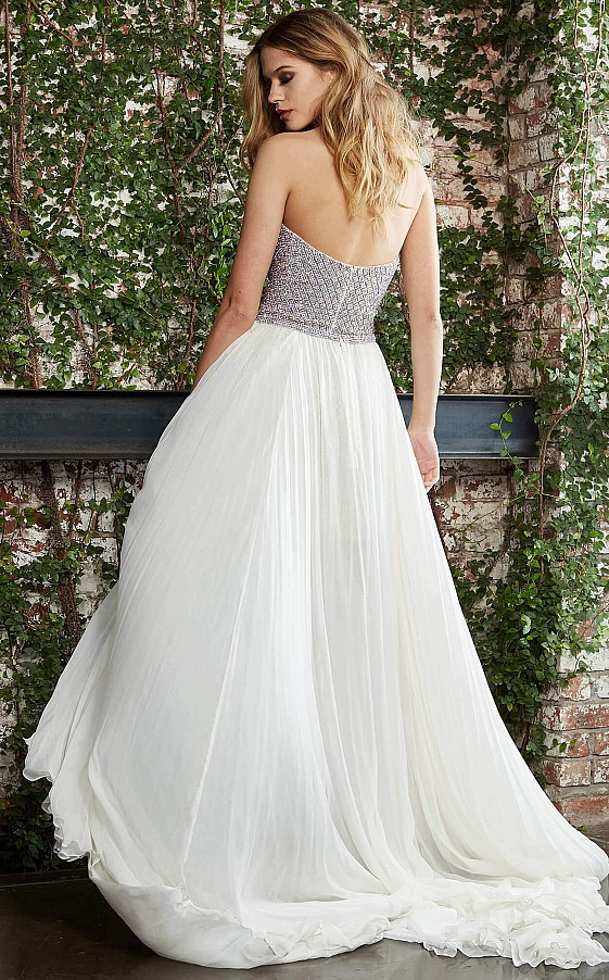 Jovani S64123 Long Overskirt Beaded Short Wedding Dress