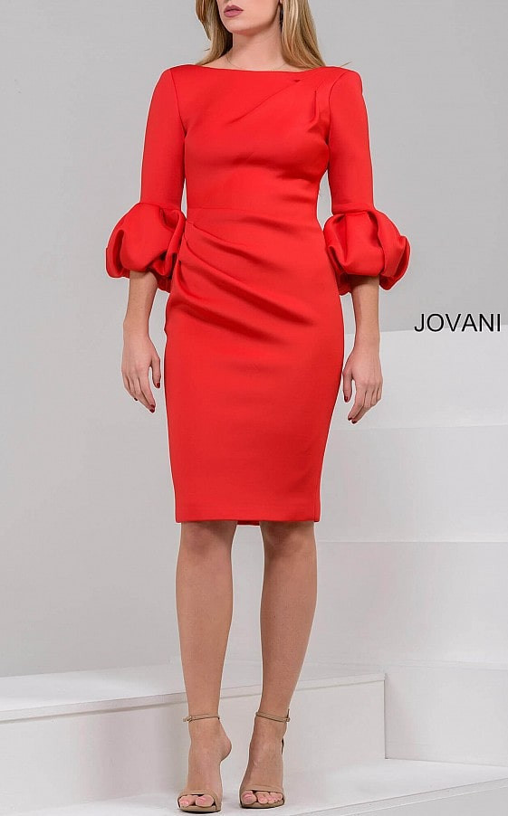 Jovani 39738 Three Quarter Sleeve Bateau Neck Corset Dress