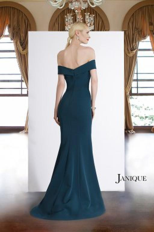 Janique 1936 Off Shoulder Ruffled Accent Mermaid Long Gown