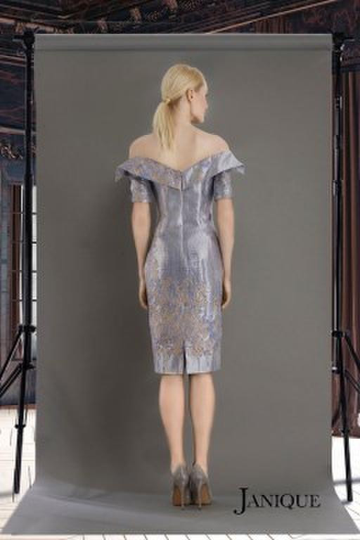 Janique 1939 Off-shoulder Folded Neck Short Sleeves Dress