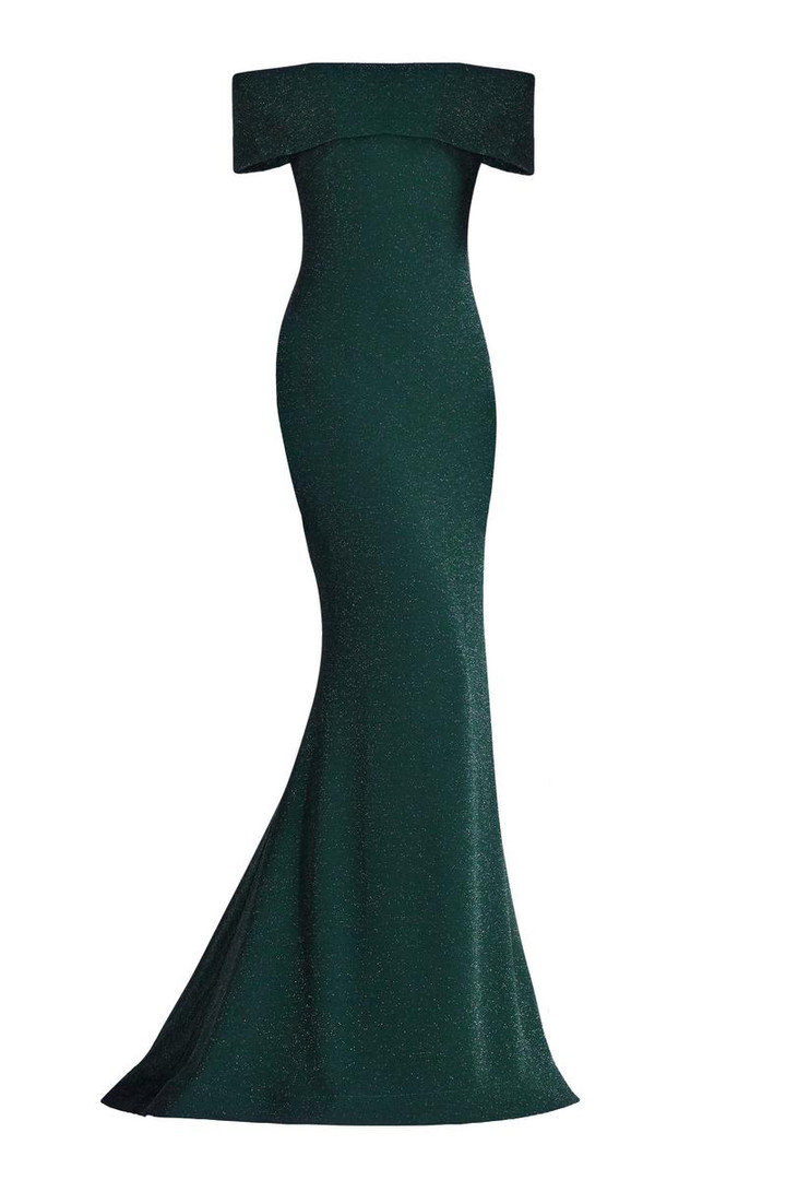 Janique 2933 Off Shoulder Stretch Glitter Long Mermaid Gown