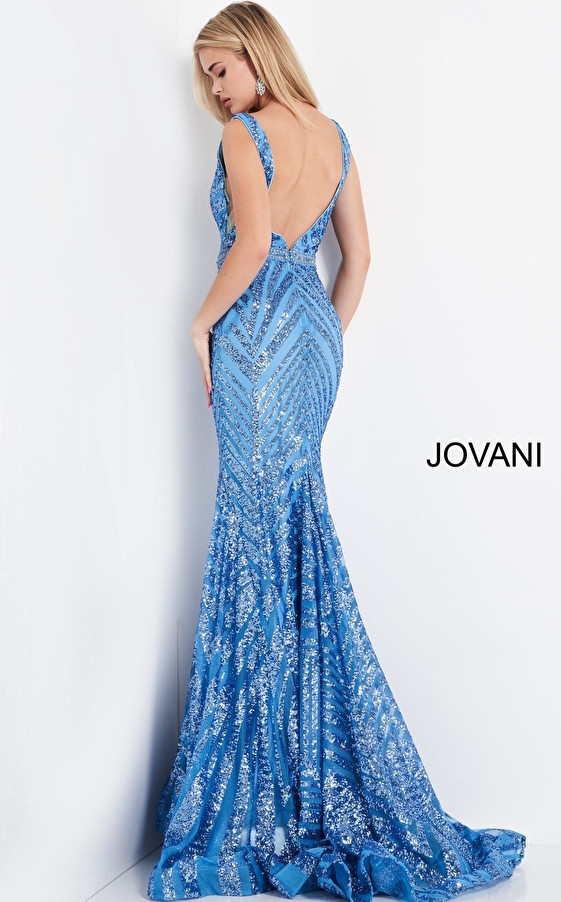 Jovani 03570 Sleeveless Plunging Neck Embellished Prom Dress