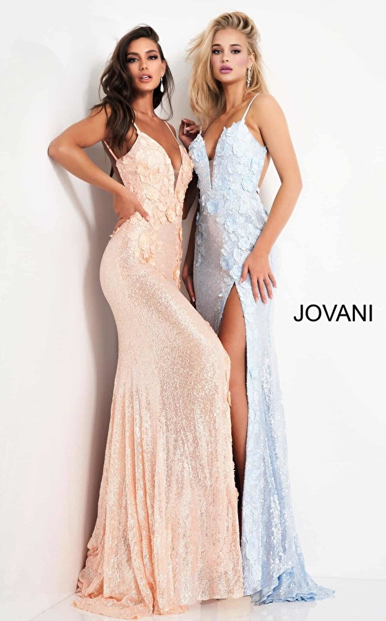 Jovani 1012 V-neck Sleeveless Low Back Sequin Prom Dress
