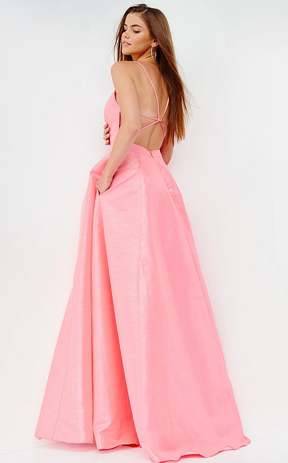JVN by Jovani JVN08156 Sleeveless Side Pockets Ballgown