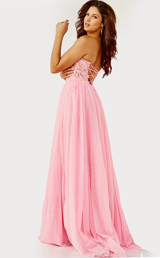 JVN by Jovani JVN07434 Strapless Tie Back Floor Length Gown
