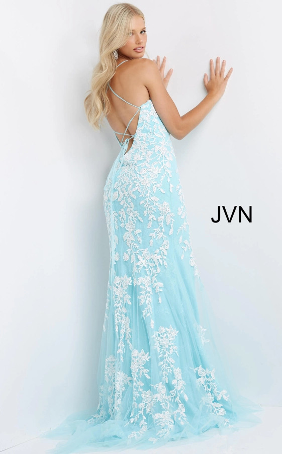 JVN by Jovani JVN06660 Floral Sleeveless V-neck Dress