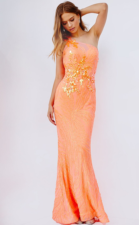 JVN by Jovani JVN23604 Embellished One Shoulder Dress