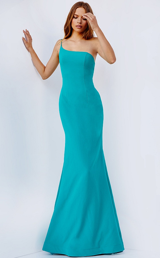 JVN by Jovani JVN08327 One Shoulder Neck Jersey Fitted Dress