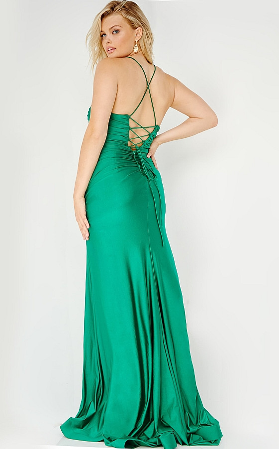 JVN by Jovani JVN22312 Spaghetti Strap High Slit Dress