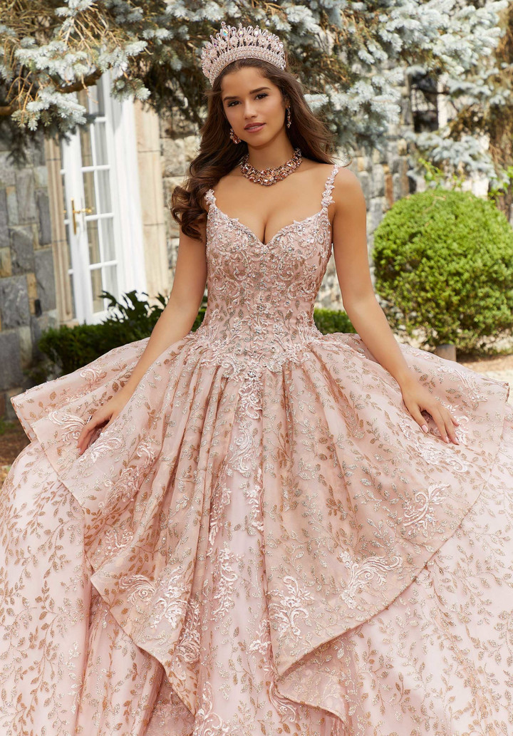 Morilee 89416 Rhinestone Crystal Beading Glitter Tulle Gown