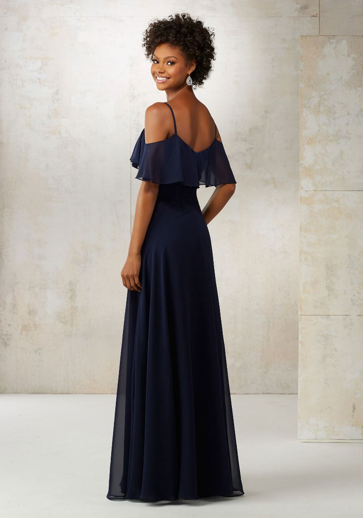 Morilee Bridesmaids 21509 Chiffon Off-shoulder V-neck Dress