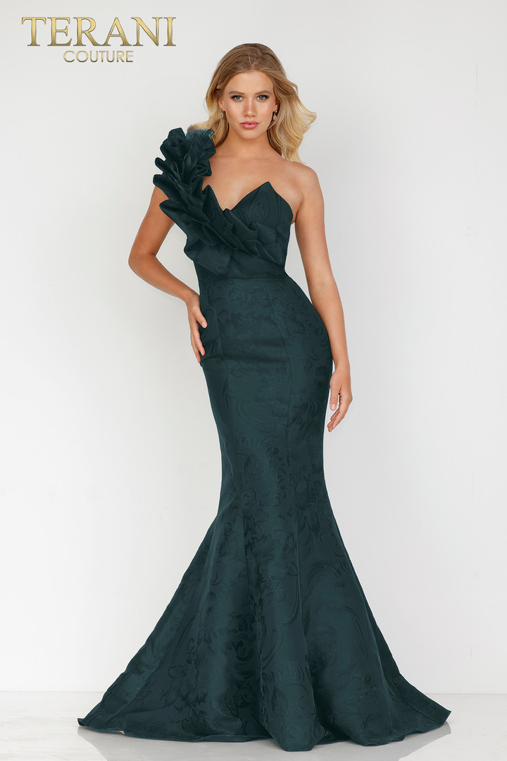 Terani Couture 2021E2795 One-shoulder Sleeveless Long Dress