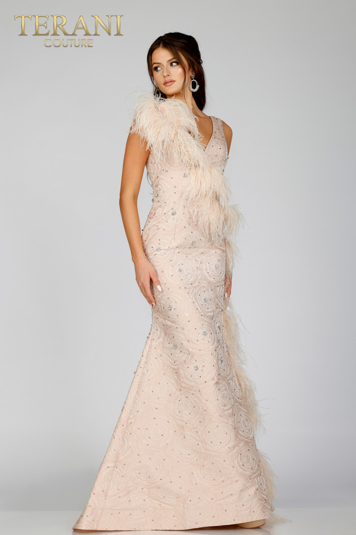 Terani Couture 231E0314 Brocade Sleeveless Mermaid Long Gown